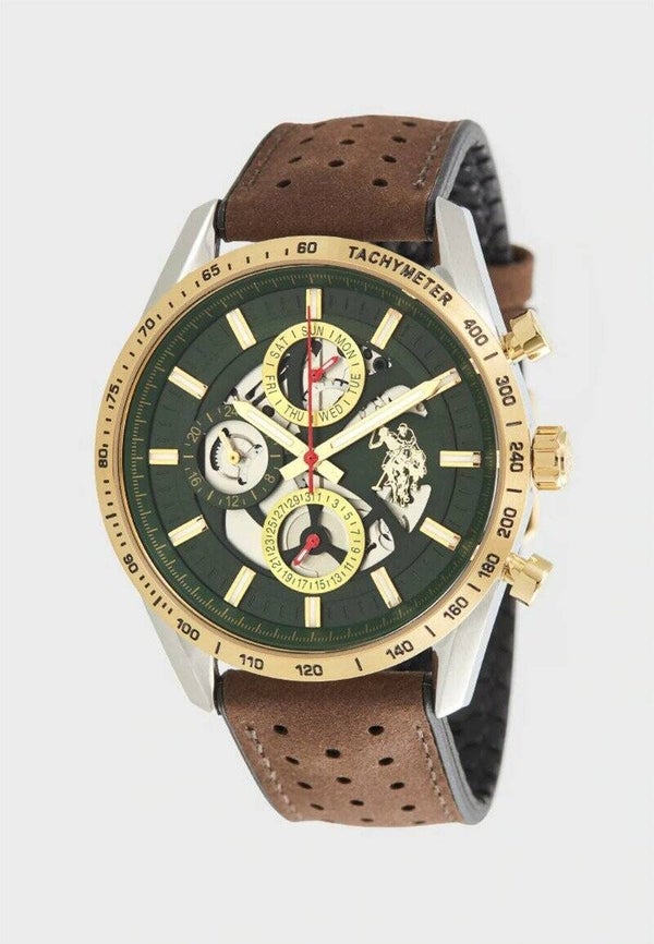 Reloj Cronógrafo U.S. Polo Assn. de Cuero Marrón