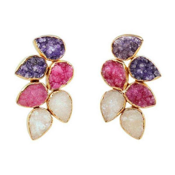 Pendientes Trópico Azul Morado, Fucsia y Blanco