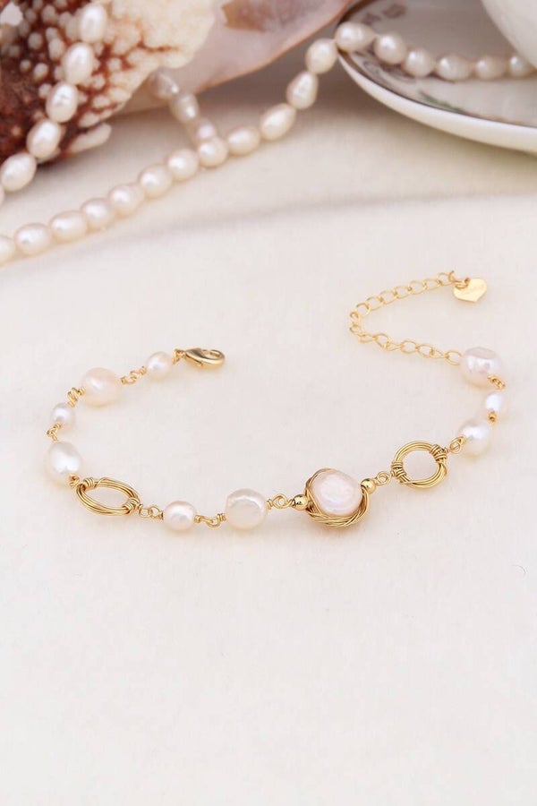 Pulsera - Chapado en oro amarillo - Diez perlas
