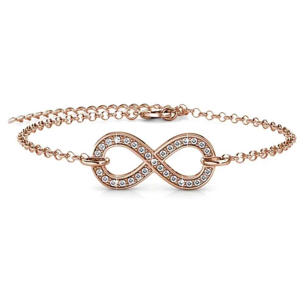 Pulsera Infinity Eight en oro rosa y cristal