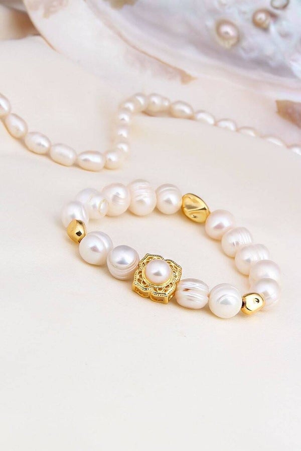 Pulsera - Blanco y dorado