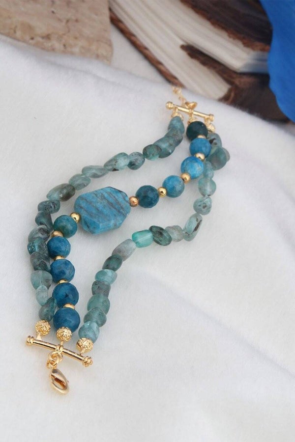 Pulsera - Chapado en oro amarillo y apatitas