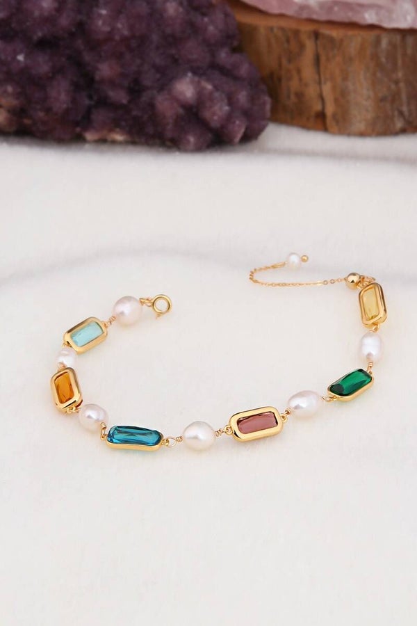 Pulsera - Chapado en oro amarillo y circones