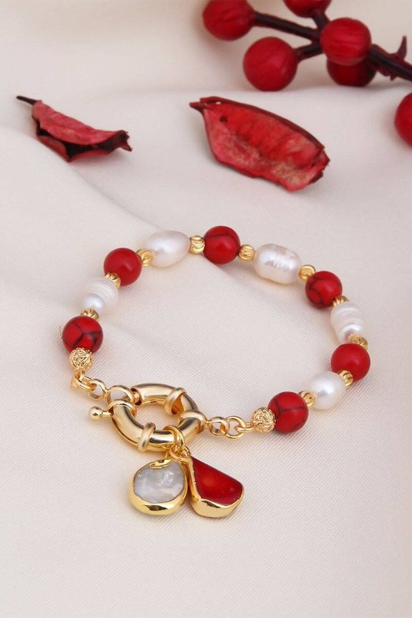 Pulsera - Corales y perlas cultivadas