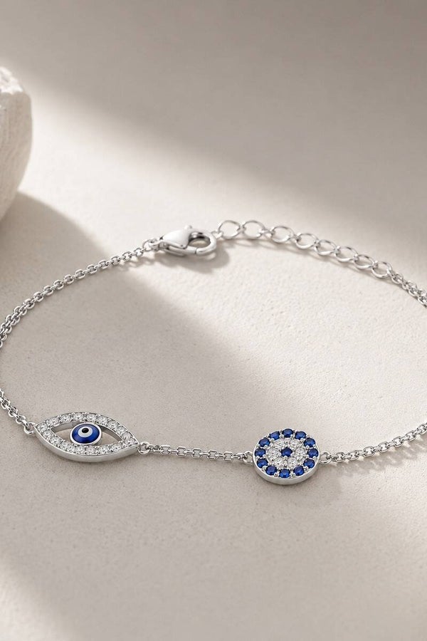 Pulsera de plata con cristales Ojo Turco