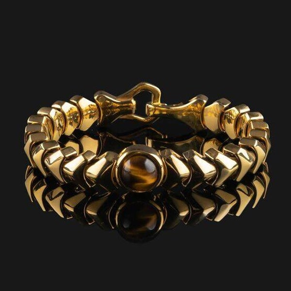 Pulsera Kudos de Oro Vermeil y Ojo de Tigre