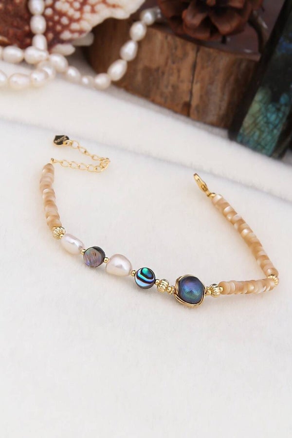 Pulsera - Chapado en oro amarillo y nácar