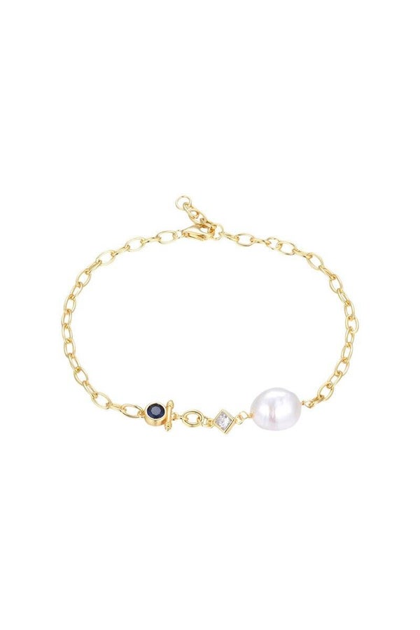 Pulsera - Plata bañada en oro amarillo y perla de agua dulce