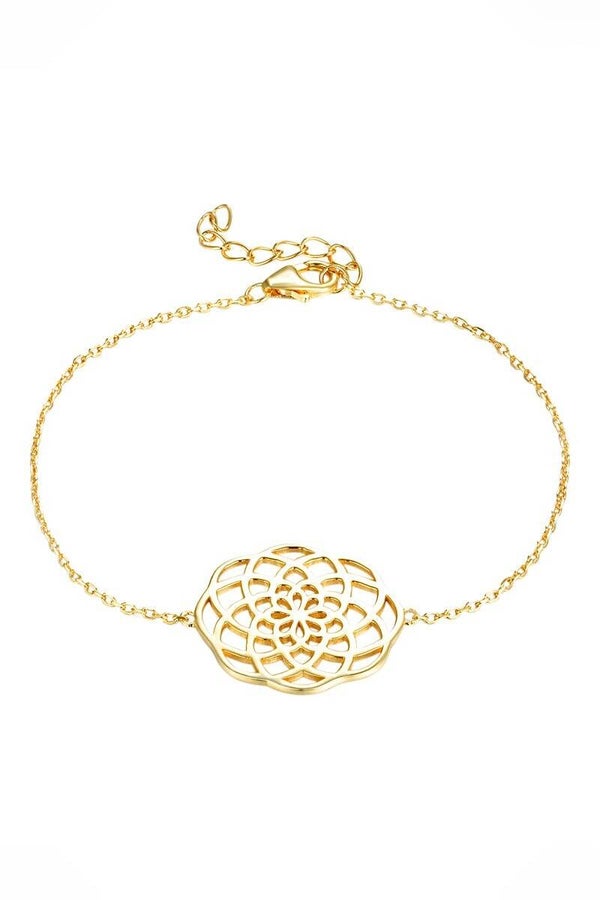 Pulsera - Plata chapada en oro amarillo flor