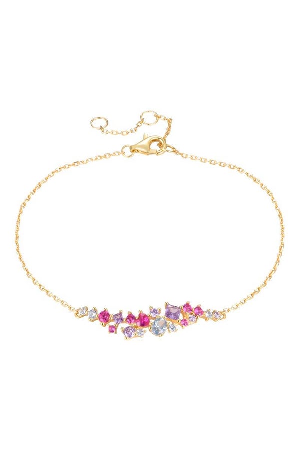 Pulsera cristales Plata chapada en oro amarillo