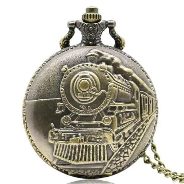 Reloj de bolsillo vintage con diseño de locomotora Bronce 3