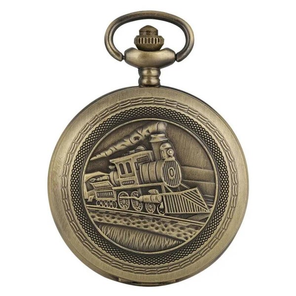 Reloj de bolsillo vintage con diseño de locomotora Bronce 7