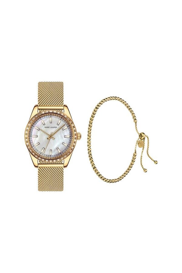 Reloj de cuarzo MD8-B278S Tirana Blanco Nácar Acero inoxidable