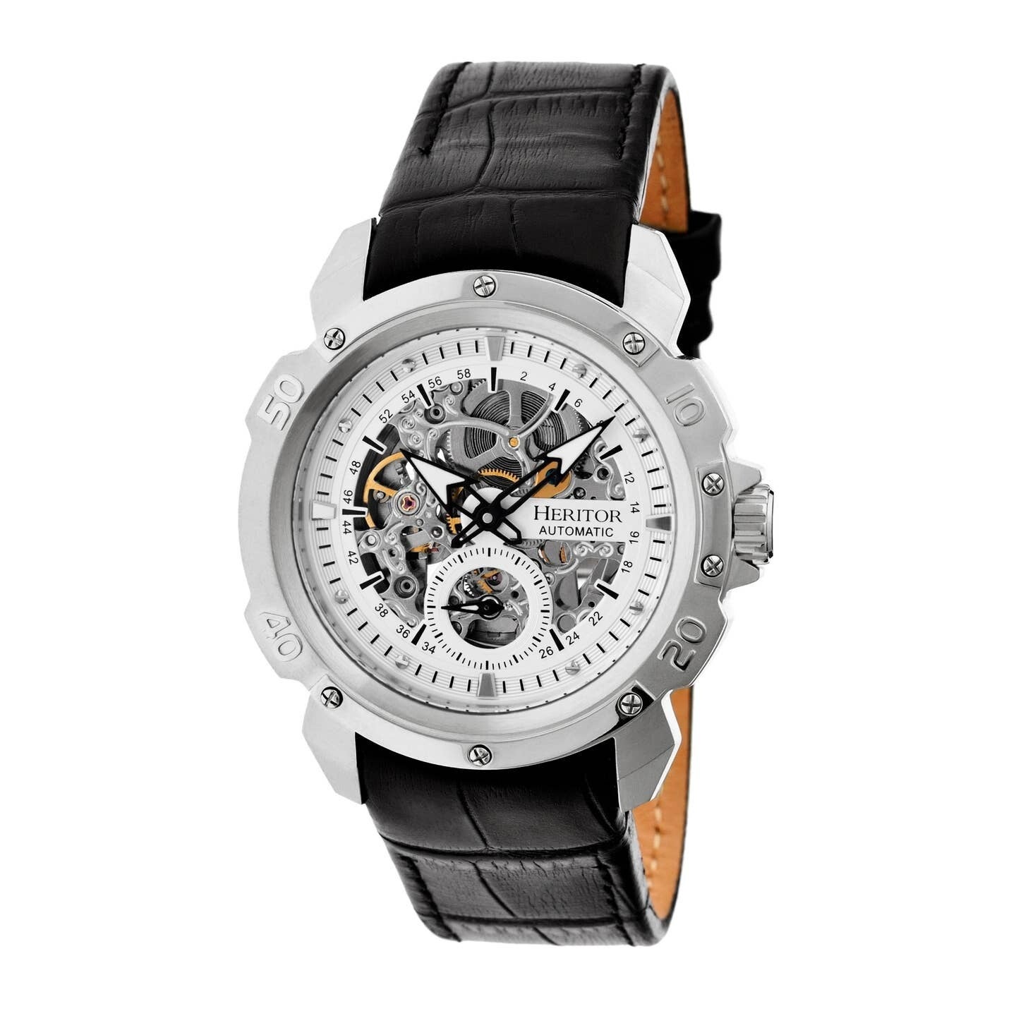 Reloj Heritor automático Conrad con correa de cuero Skeleton
