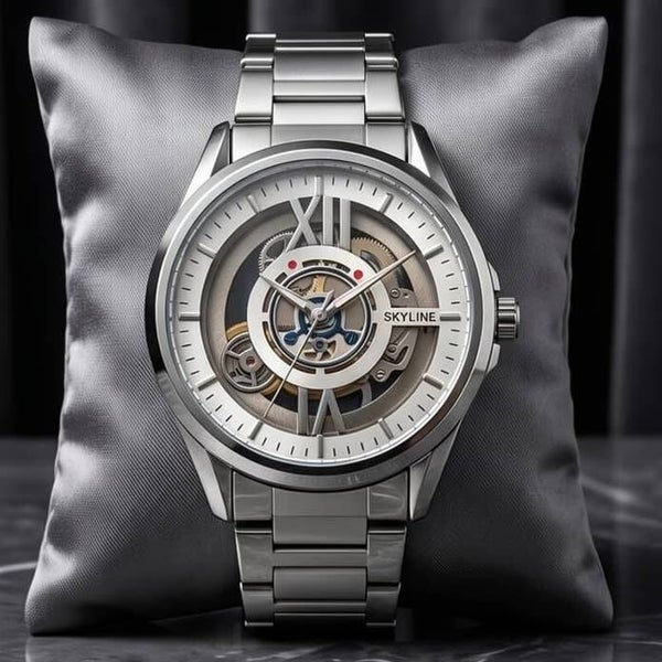 Reloj Skyline Quartz Skeleton Acero Plata