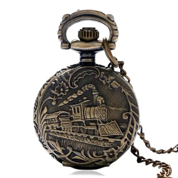 Reloj de bolsillo vintage con diseño de locomotora Bronce P