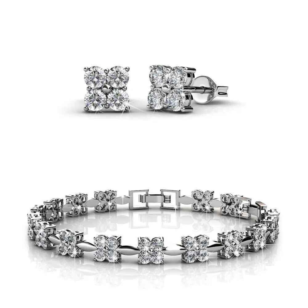 Set Sweet Square - Plata y cristal
