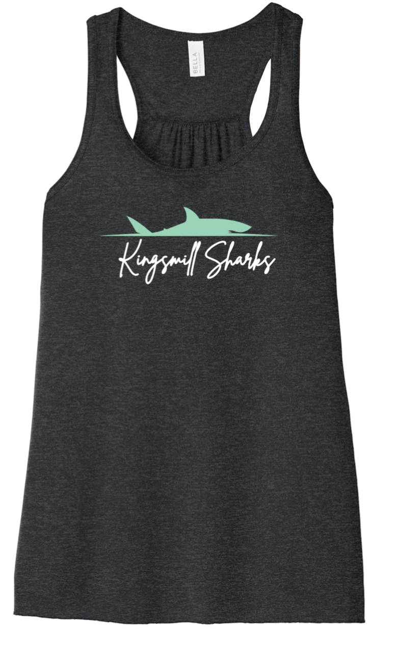 KM SHARKS - Bella Flowy Tank Dark Heather Grey Dorsal Fin