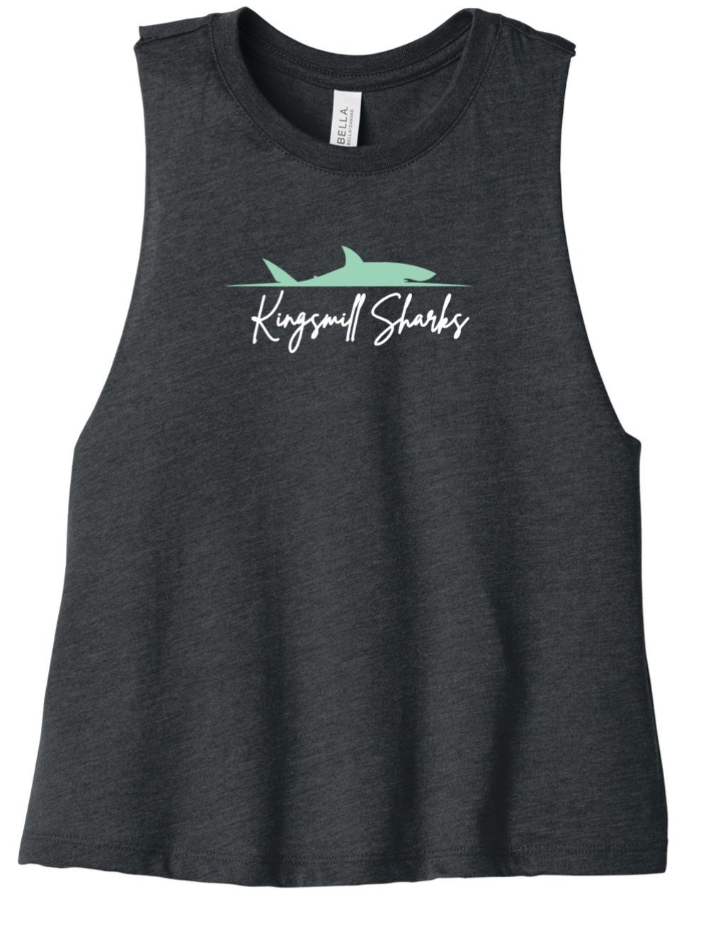 KM SHARKS - Bella Cropped Tank Dark Heather Grey Dorsal Fin