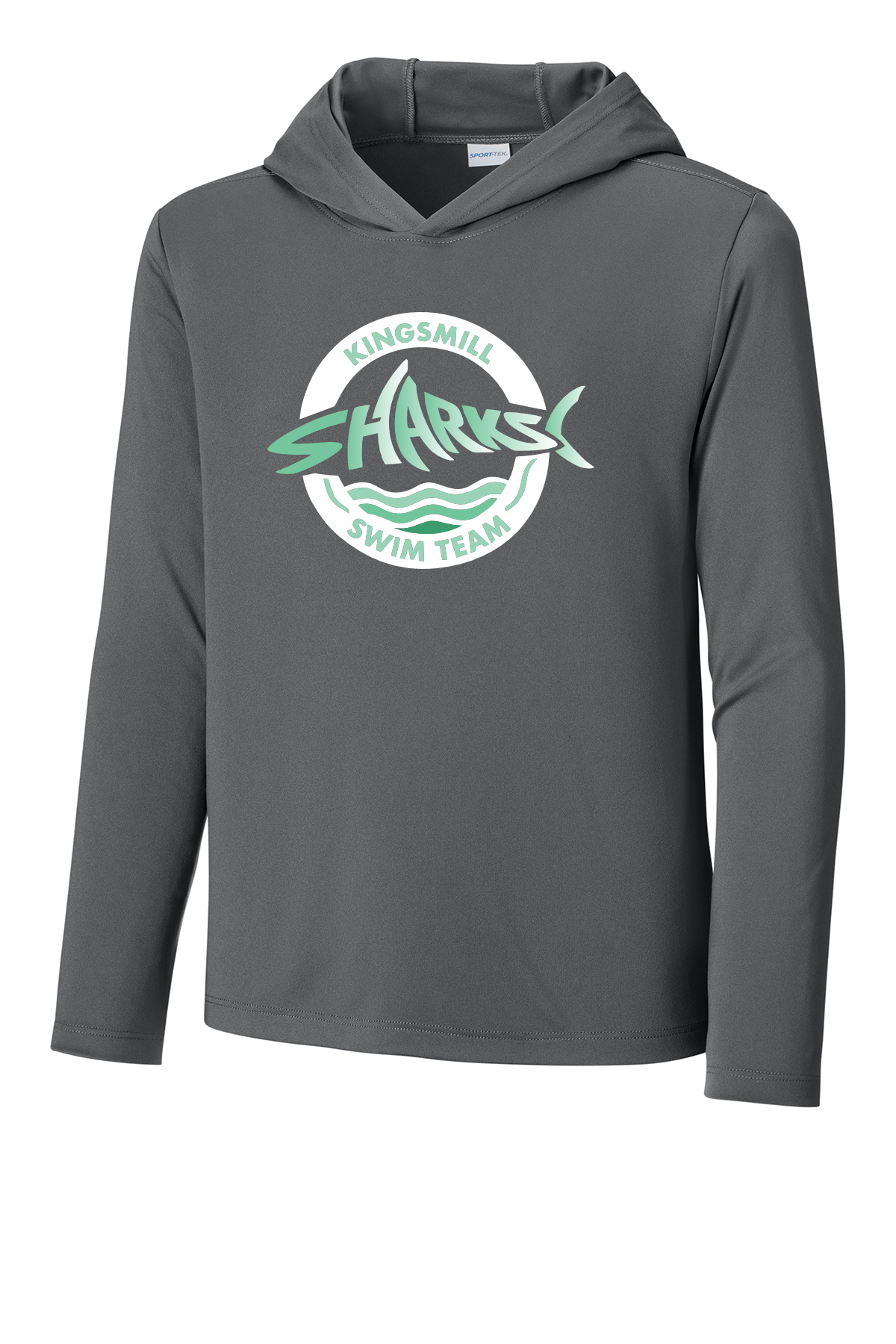 KM Sharks - Dark Grey UPF 50 Long Sleeve Hooded Tee - Circle Sharks