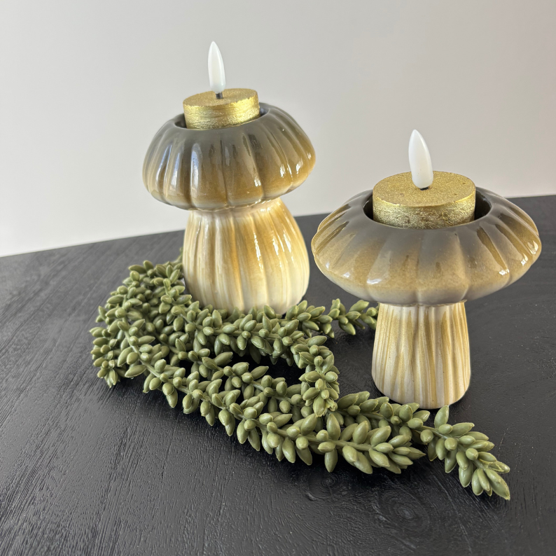 Paddestoel theelichtjes | set van 2