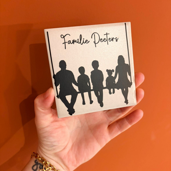 Gepersonaliseerd Familie Tegeltje met Silhouet