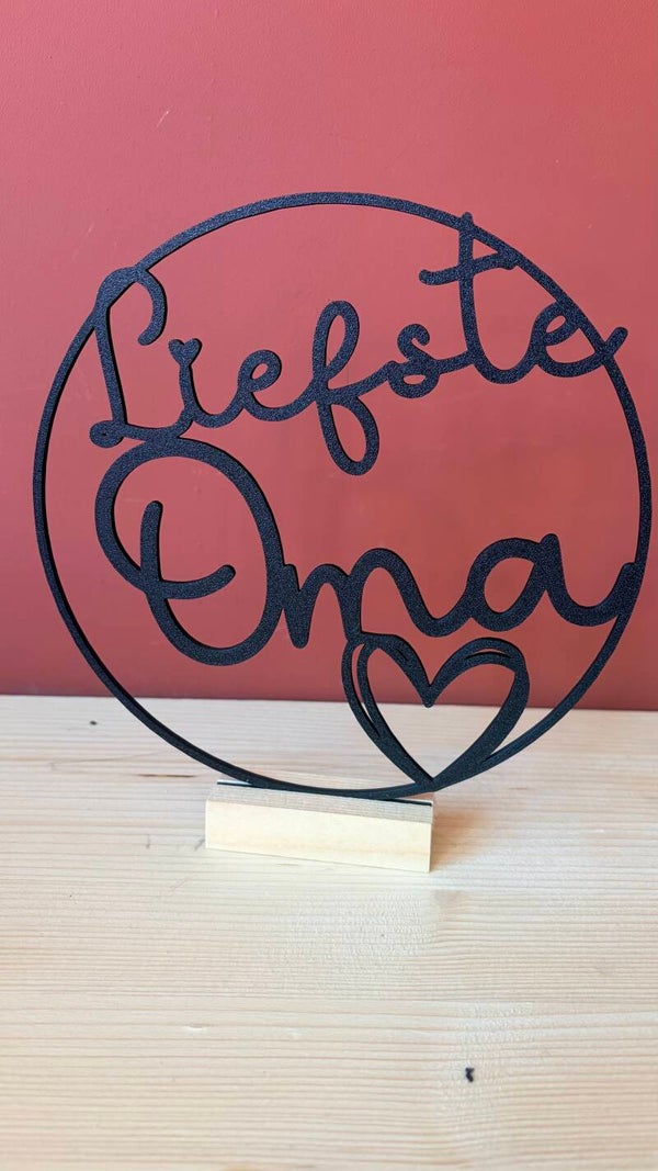 'Liefste Oma" decoratie | 3D geprint | houten standaard