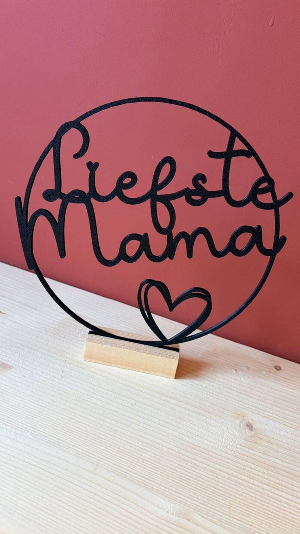 'Liefste Mama" decoratie | 3D geprint | houten standaard | keuze uit 2 designs