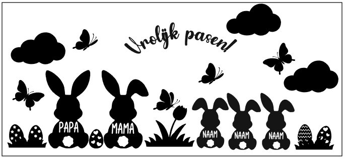 Complete Paas Raamstickers Set | Met Naam, Paashaasjes, Eieren & Decoratie