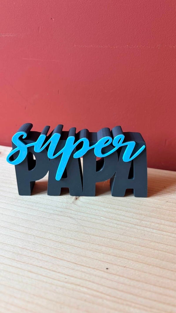 Super Papa | 3D Geprinte letterblok | Persoonlijk cadeau voor Vader