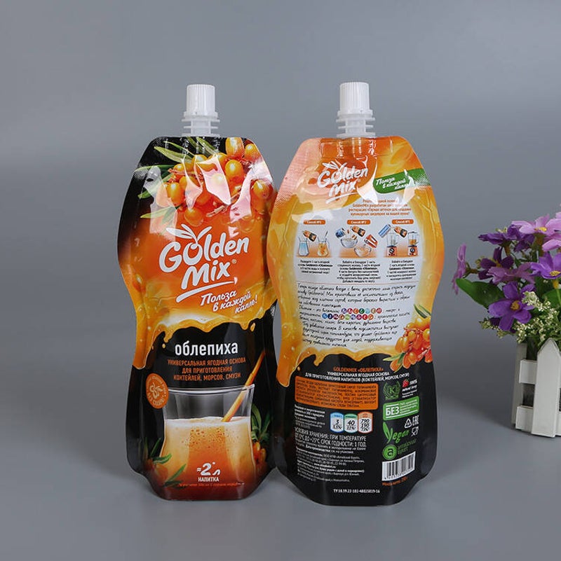 Pochettes debout avec bec en plastique imprimées sur mesure