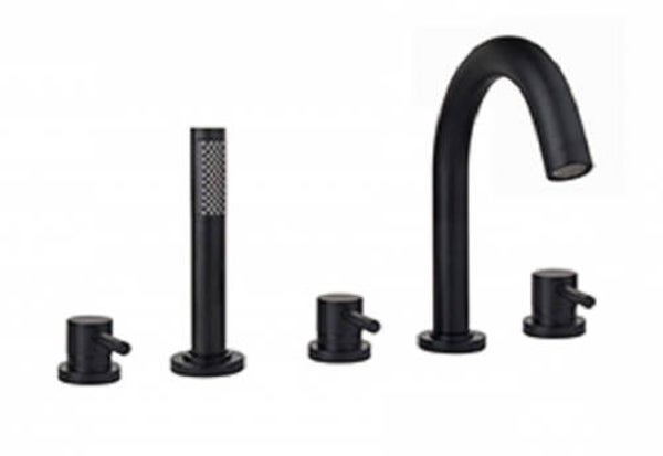 Inbouw bad mengkraan set 8 rond mat zwart