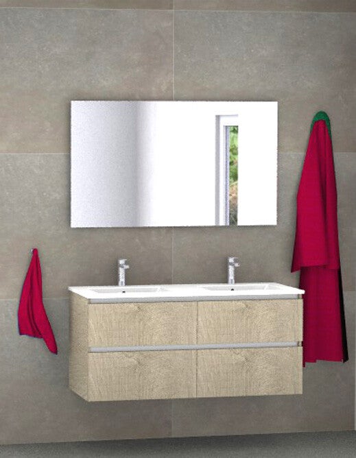 Badmeubel set Vision stone oak 120 cm met 4 laden en dun kera blad 