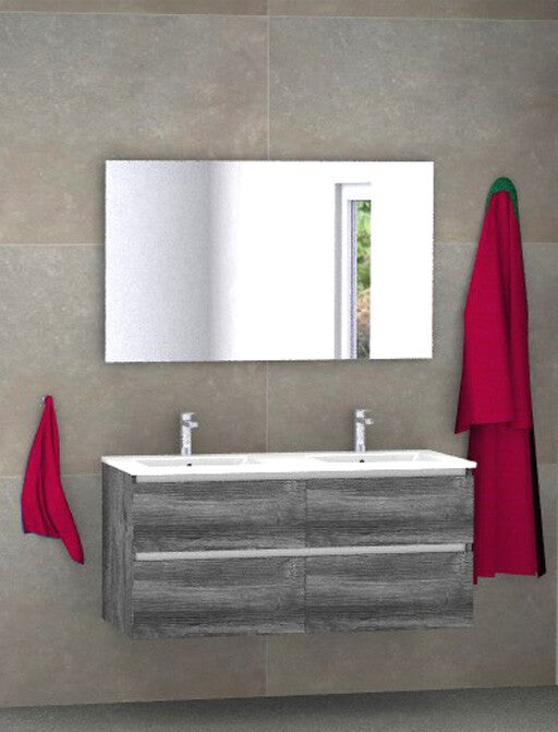 Badmeubel set Vision jackson pine 120 cm met 4 laden en dun kera blad 