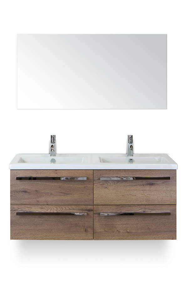 Badmeubel Amanda 120 cm met 4 laden in 5 kleuren met spiegel en kera jazz blad