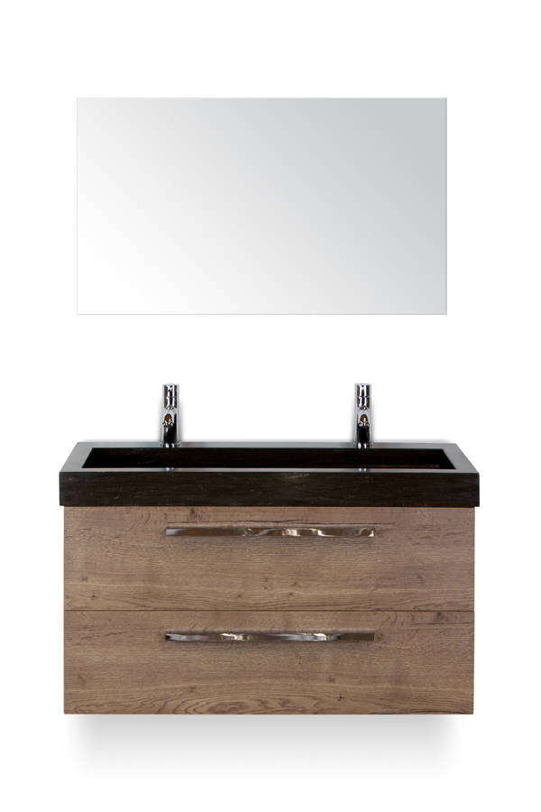 Badmeubel Amanda 100 cm in 5 kleuren met spiegel en natuursteen blad