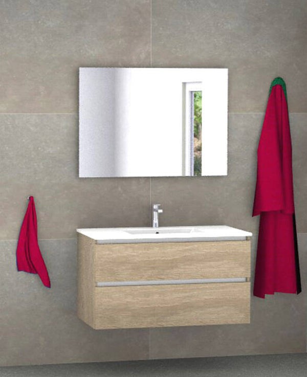 Badmeubel set Vision bardolino eik 100 cm met dun kera blad