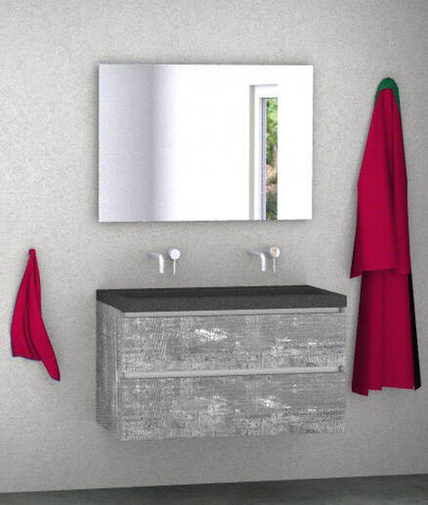 Badmeubel set Vision cemento 100 cm met natuursteen blad