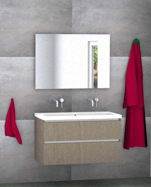 Badmeubel set Vision concrete oak 100 cm met kera jazz blad