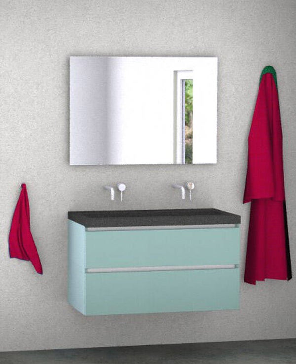 Badmeubel set Vision fjord groen 100 cm met natuursteen blad