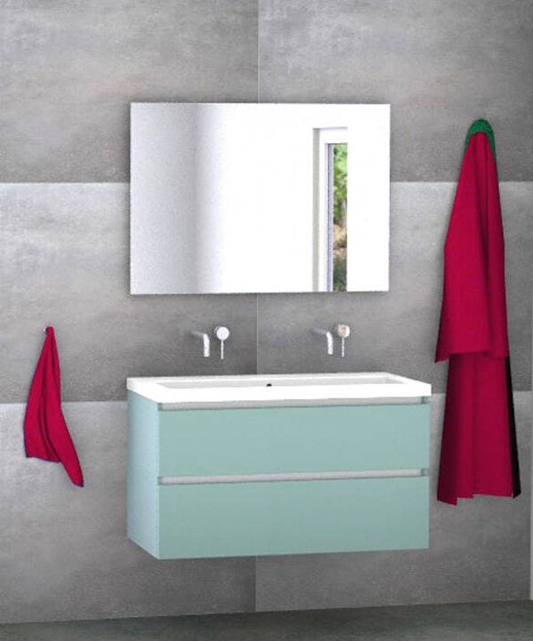 Badmeubel set Vision fjord groen 100 cm met kera jazz blad