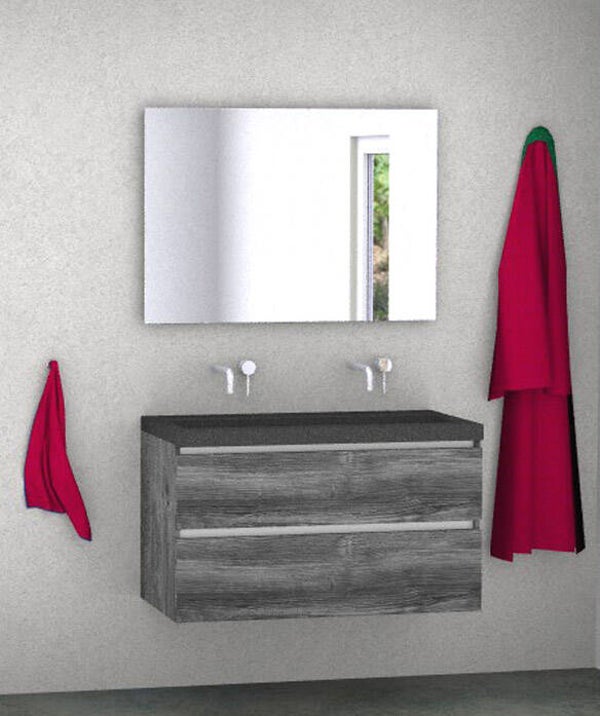 Badmeubel set Vision jackson pine 100 cm met natuursteen blad