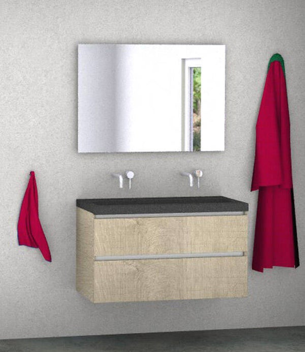 Badmeubel set Vision stone oak 100 cm met natuursteen blad