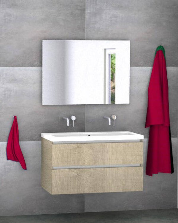 Badmeubel set Vision stone oak 100 cm met kera jazz blad