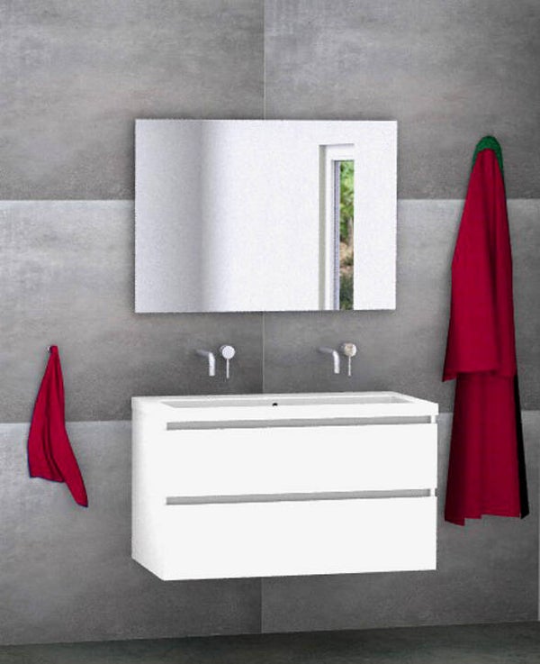 Badmeubel set Vision wit 100 cm met kera jazz blad