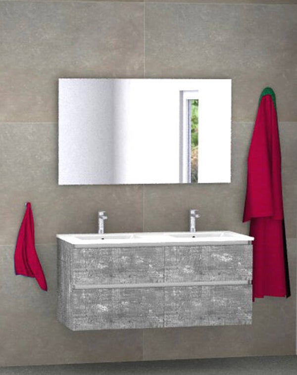 Badmeubel set Vision cemento 120 cm met 4 laden en dun kera blad 