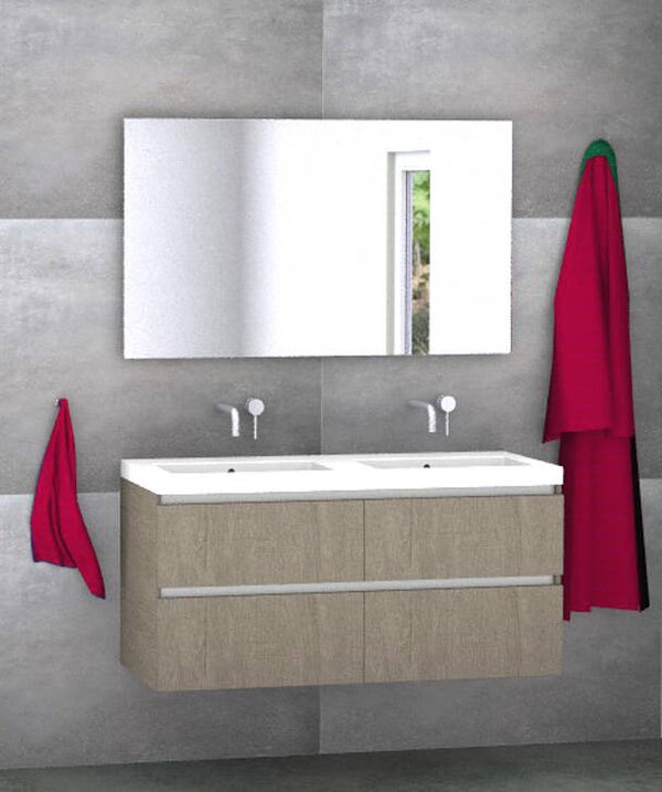 Badmeubel set Vision concrete oak 120 cm met 4 laden en kera jazz blad