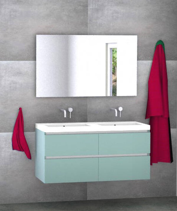 Badmeubel set Vision fjord groen 120 cm met 4 laden en kera jazz blad 