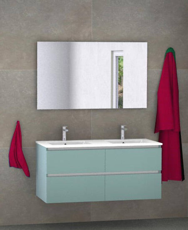 Badmeubel set Vision fjord groen 120 cm met 4 laden en dun kera blad 