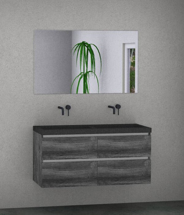 Badmeubel set Vision jackson pine 120 cm met 4 laden en natuursteen blad